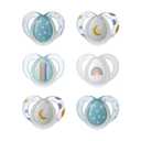 Tommee Tippee Night Time Pacifier, 6-18 Months, Symmetrical Silicone Baglet, BPA-Free Binkies, Glow in The Dark Technology, Blue Rainbow, Pack of 6