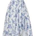 Scarlet Darkness Corset Dresses for Women Summer 2026 Floral Wedding Guest Chiffon Sundress (Medium, Blue Line Floral)