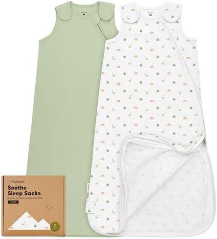 2-Pack Organic Baby Sleep Sacks, 100% Cotton - Soft & Breathable 0.5TOG Baby Wearable Blanket, Toddler Sleeping Sack, S