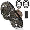 Crampons 19 Stainless Steel Spikes Ice Cleats for Shoes and Boots,Snow Traction Cleats Ice Grips for Hiking, Mountain Climbing,Walking,Fishing for Men & Women (Large)