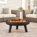 Fire Pit - 27.5-Inch Outdoor Wood Burning Firepit with Handles and Cover - Outdoor Fire Pits for Backyard, Deck, or Patio by Pure Garden (Black)
