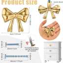 Hotop 15 Pack Gold Bow Dresser Knobs Cabinet Drawer Knobs with 2 Kinds Screws for Hardware Dresser Kitchen Drawer Aluminum Alloy Oxidation Wire Drawing Handle, 1.57" x 1.18"