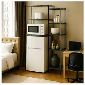 Dorm Mini Fridge stand with storage, Above mini Fridge Shelf, Small Refrigerator and Microwave Stand, Multi-Functional Storage Rack, Suitable for Kitchens, College Dorm(black, 23.7"L x17.7"W x 59.1"H)
