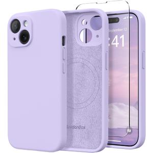 Magnetic for iPhone 15 Plus Case, Compatible with MagSafe, [Full Camera Protection][Screen Protector] Silicone Shockproof Protective Phone Case for iPhone 15 Plus 6.7", Clove Purple