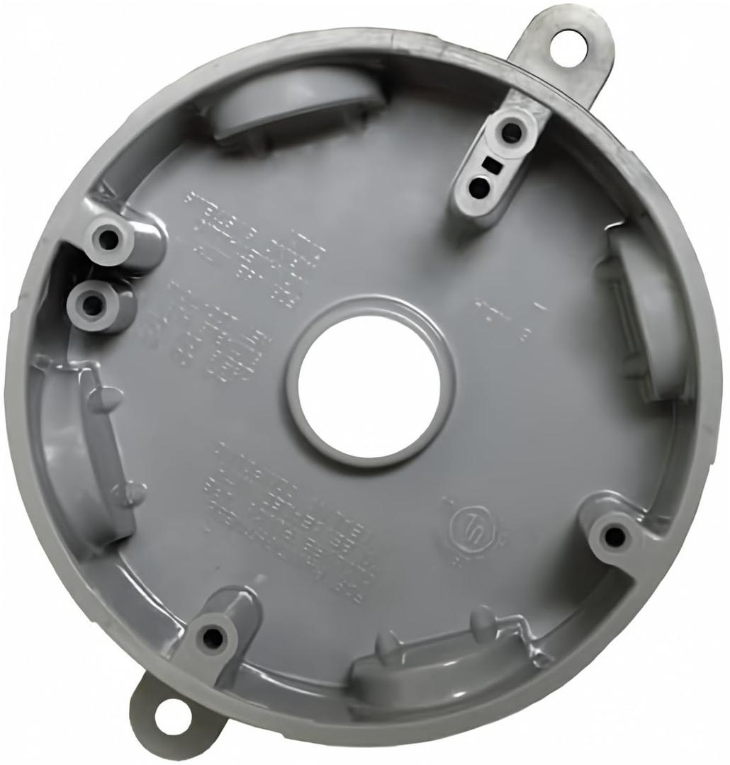 Sealproof 5 Hole Nonmetallic Weatherproof Round Electrical Outlet Box with 3/4" Outlet Holes and 1/2" Reducer Bushings, UL Listed, Wet Locations, UL Marine Listed (Gray)