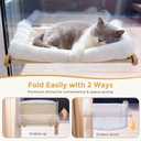 Pecute Foldable Cat Window Perch, Cloud-Soft Cat Bed with Solid Wood Frame, Strong Suction Cup, Washable Cushion, Stable Large Cats Hammock with Sided Bolster, Cats Perch Indoor for Sunbathing, White