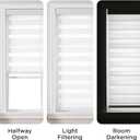 Joydeco Cordless Zebra Blinds (Pro), Dual Layer Light Control Zebra Blinds for Windows, Light-Proof Aluminum Cover, Free-Stop Roller Shades for Home & Office (White, 37" W x 75" H)