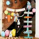 45.6" Happy Easter Welcome Porch Sign| Spring Easter Bunny Rabbit Carrot Standing Wood Signs For Front Door Outdoor Indoor Yard Decor