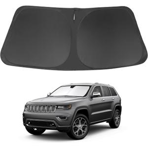 Windshield Sun Shade Fit for 2011-2021 Jeep Grand Cherokee Accessories (NOT for Grand Cherokee L & Jeep Cherokee) Foldable Window Sunshade