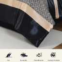CozyDH Navy Blue Comforter Set Queen - Luxury 7 Piece Modern Geometric Bed in a Bag, Gold Silky Jacquard, All Season Down Alternative Bedding with Bed Skirt, Shams, Decorative Pillow, 90x90 in