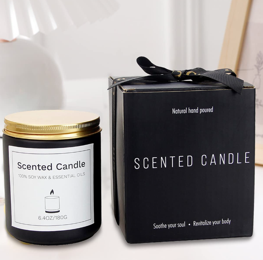 Scented Candle Gift | Aromatherapy Candle | Glass Jar 180g-6.4Oz | Natural Soy Wax & Essential Oil | Ideal Gift For Birthday, Valentine's Day, Christmas | (Baltic Amber)