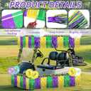 Mardi Gras Golf Cart Decoration Set - Purple Green Gold Tinsel Curtain, Tinsel Garland & Mardi Gras Themed Latex 12 Balloons for Carnival Parade Holiday Outdoor Party Supplies