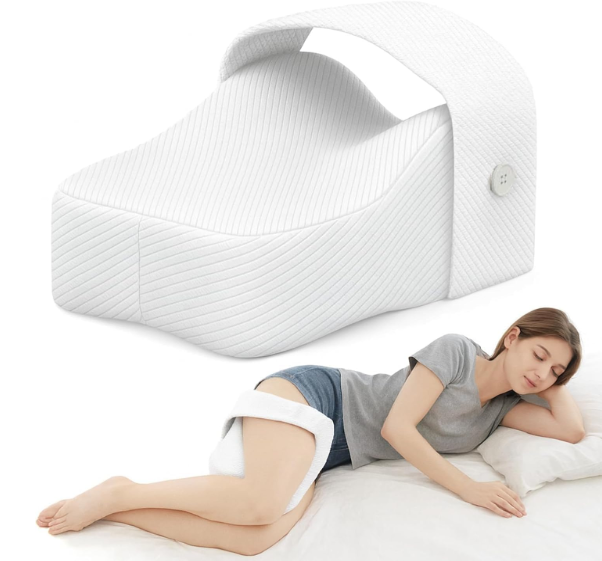 SUDAHIA Knee Pillow for Side Sleeper with Adjustable Strap, Memory Foam Leg Support Cushion for Comfortable Sleep, Spine Alignment, and Relief of Sciatica, Back, Hip, Knee & Joint Pain
