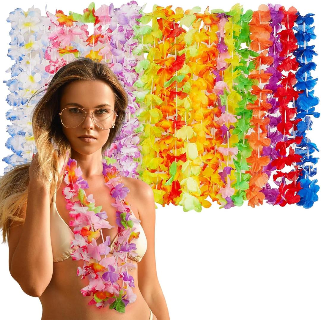 Freyalife Hawaiian Leis Decorations,Leis for Luau Party Decor Flower,Tropical Hawaiian Bulk Hula Dance Party Decor