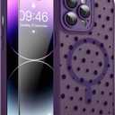 Magnetic for iPhone 14 Pro Max Case with Screen Protector [Compatible with MagSafe] Pretty Polka Dot Pattern Design, Shockproof Slim Cover for Women Girls, Dark Purple