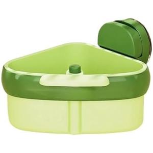 Automatic Dumping Triangular Kitchen Sink Strainer with Suction Cup, Press Design Sink Drain Basket for Vegetables, Fruits, Food Scraps & Storage Rack for Sponges, Soap, Detergent, Space-Saving