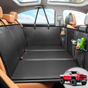 Back Seat Extender for Dogs, Hard Bottom Dog Car Seat Cover for Truck Back Seat, Dog Hammock for Car, Upgraded PU Leather Material, Larger Space, Black (XL)