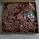 30Pcs Glitter Poinsettia Berries Stems Ornaments Kit, 24Pcs Artificial Flowers with Clips and 6Pcs Berry Picks Floral Decorations for Christmas Tree Wreath Fireplace Xmas Party Decor (Rose Gold)