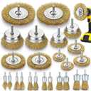 Wire Wheel for Drill - 24 Pack Brass Wire Wheel Cup Brush and End Brush Set, Wire Brush for Drill Rust Removal, Wire Brush Drill Attachments, 1/4" Drill Shank, Carbon Steel Bristles
