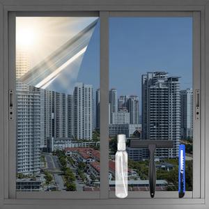 XIAWEI One Way Window Privacy Film with Tools, 27.6In×16.4Ft, Mercury Blue