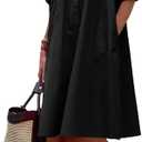 chouyatou Women's Spring Summer Button-Down Shirt Dress Loose A-Line Midi Shift Tunic Dress, XL