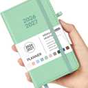 Forvencer Pocket Planner 2026-2027, Weekly Monthly Planners for Purse, 3.5" x 6", July 2026-June 2027, Cute Small Daily Academic Calendar, Elastic Band, Hardcover Agenda for Women, Teacher (Green)