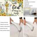 Spring Easter Backdrop Sunflower Jesus Cross Background with God All Things are Possible Banner Easter Christian Decorations for Home Office Photo Prop Booth (8x6FT)