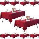 10-Pack 60x102 inch Burgundy Table Cloths, Solid Stain and Wrinkle Resistant Oblong Tablecloth, Premium Plain Weave Polyester Fabric Rectangle Table Linen Covers for Hotel, Wedding