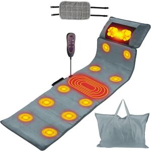 Full Body Massage Mat with Heat - 10 Motors, 9 Modes & Auto Shut-Off, Neck/Back Pain Relief, Anti-Slip for Bed/Sofa, Gift for Men Women