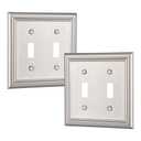 DEWENWILS Double Toggle Wallplates, Brushed Nickel Light Switch Covers, Heavy Duty Matel Material, Pack of 1