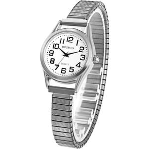 Aroncent Stretch Band Wrist Watch: Easy Reader Ultra Thin Large Face Expansion Band - Analog Quartz Wristwatch for Men and Women 6.29"-7.87"