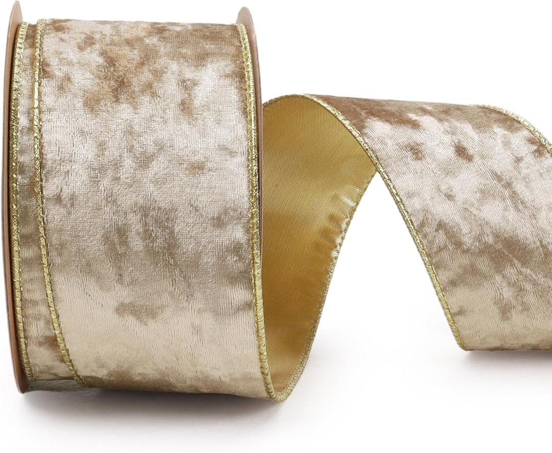 LaRibbons Brown Velvet Ribbon Wired, Luxury Christmas Ribbon for Gift Wrapping, Tree, Wreath Bows, Outdoor and Holiday Decor  2.5 Inch x 10 Yards