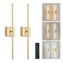 KARTOOSH 24.4 Inch Removable Battery Operated Wall Sconces Set of 2 with Remote Control, Stepless Colors 3000K-6000K & Dimming, 350°Rotate, LED Gold Wireless Wall Light for Living Room, Bedroom, Gold