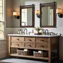 COGOOD Farmhouse Barn Door Mirror - 21" x 30" Rustic Wood Framed Wall Mirror for Bathroom, Living Room, Entryway Wall Decor (Black Brown)