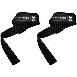 Gymreapers Lifting Wrist Straps for Weightlifting, Bodybuilding, Powerlifting, Strength Training, & Deadlifts - Padded Neoprene with 18 inch Cotton (Black)