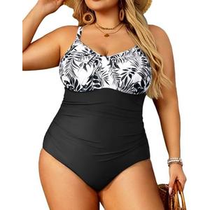 Aqua Eve Plus Size Swimsuit for Women Tummy Control One Piece Bathing Suit Vintage Swimwear, size 22W