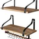 Gurfury Wooden Hanging Pot Rack with 8 Hooks - Farmhouse Style Wall Mount Multifunctional Cookware Organizer Rack Kitchen Storage for Pans Utensils (Natural)