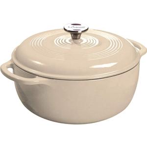 Lodge Essential Enamel Cast Iron Dutch Oven with Lid 7.5 Quart - Oven-Safe Enamel Cookware up to 500 F - Heat-Retaining Braising & Roasting Pot - Non-Toxic Cookware - Sandalwood