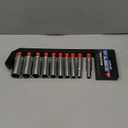 10PCS 3/8 Drive Deep Socket Set, SAE (5/16"-7/8"), 6-Point, Cr-V Steel, Chrome Plated Socket With Hanging Bracket, Cover Most Commonly Sizes