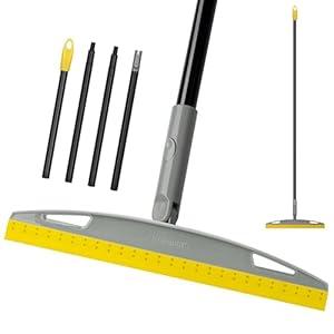 KeFanta Multifunction Magic Air Broom, Silicone Floor Squeegee Broom with 59" Long Handle, Air Brooms for Floor Bathroom Kitchen Shower Tile Pet Hair Fur Marble Glass Water Window Cleaning, Yellow