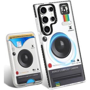 Toycamp for Samsung Galaxy S24 Ultra Case - Compatible with Magsafe Credit Card Holder Wallet Magnetic Cute Women Teen Girls Kawaii Girly Unique Camera Design Phone Cover ffor Galaxy S24 Ultra