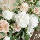Ling's Moment 2pcs Wedding Flowers Garland Artificial Floral Swag Arch Decorations Rose Greenery Arrangements White & Sage Ceremony Reception Garden Easel Wall Entryway Outdoor board(NOT Include Sign)