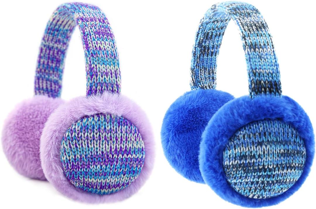 RAOEXI Winter Ear Muffs For Kids Warm Furry Knit Girls Earmuffs Boys Baby Plush Toddler Ear Warmers Outdoor Ear Covers