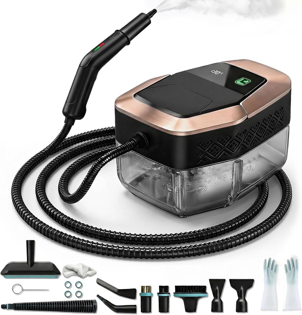 Steam Cleaner, 3 Level Adjustable Pressurized Steam Cleaner for Home, 15s Heat-Up Handheld Steamer for Cleaning, 1.9 Qt Tank Portable Steam Cleaner for Car, Home, Tile, Grout