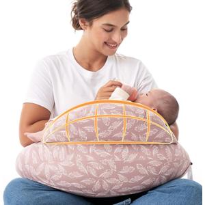 Momcozy Original Nursing Pillow for Breastfeeding-Innovative Safety Guard - Wider Feeding Pillows for More Support for Mom & Baby- Easier Nursing & Hand Free- Fit for All, Removable Cotton Cover (Pink Snuggle)