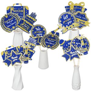 Chunful 30 Pcs We Appreciate You Decorations Navy Blue Gold Employee Appreciation Table Centerpieces Sticks Thank You Table Topper Decor for Office Coworker Appreciation Party Supplies