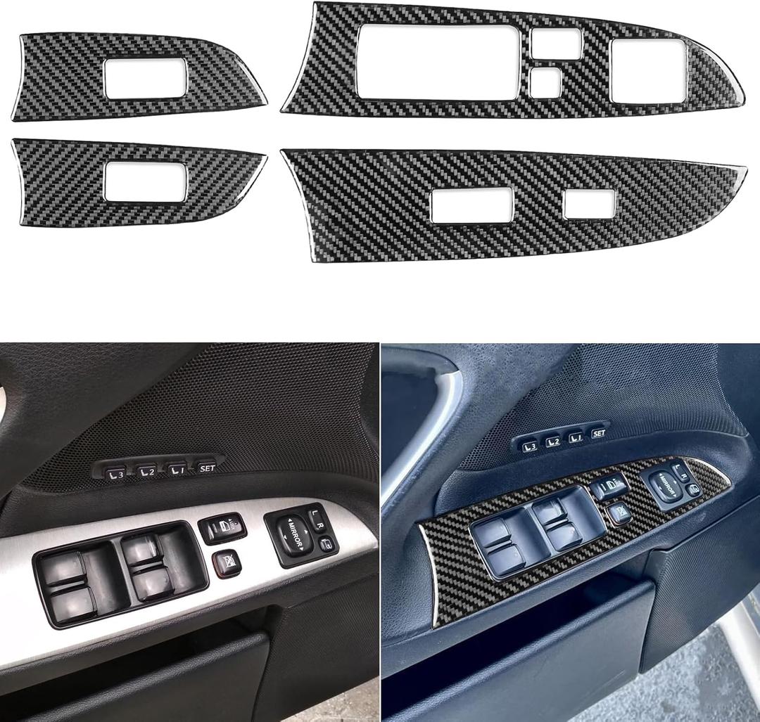 NVCNX Real Premium Carbon Fiber for Lexus IS250 is 250 IS350 2006 2007 2008 Accessories Car Door Inner Front Rear Window Lift Switch Button Panel Cover Interior Trim Sticker Decal 4PCs