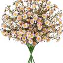 UV Resistant Pink Daisy Artificial Flowers Lush 4 Bouquets Silk Fake Daisies, 14" UV Protected Faux Daisy Flowers for Indoor & Outdoor Vase, Planter, Floral Arrangements, Centerpieces, Wedding Decor