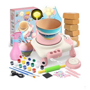 Skirfy Pottery Wheel for Kids Beginners with Light,Arts and Crafts for Kids Ages 8-12,Ceramic Wheel with Painting Kit, Adjustable Speed,Birthday Christmas Thanksgiving Gift for Girls Boys Age 6+