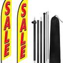 2 Sets Sale Themed Swooper Flag with Storage Bag Flagpole Kit and Ground Stake, 7 ft Sale Banner Feather Flag for Retail Store Business Advertising